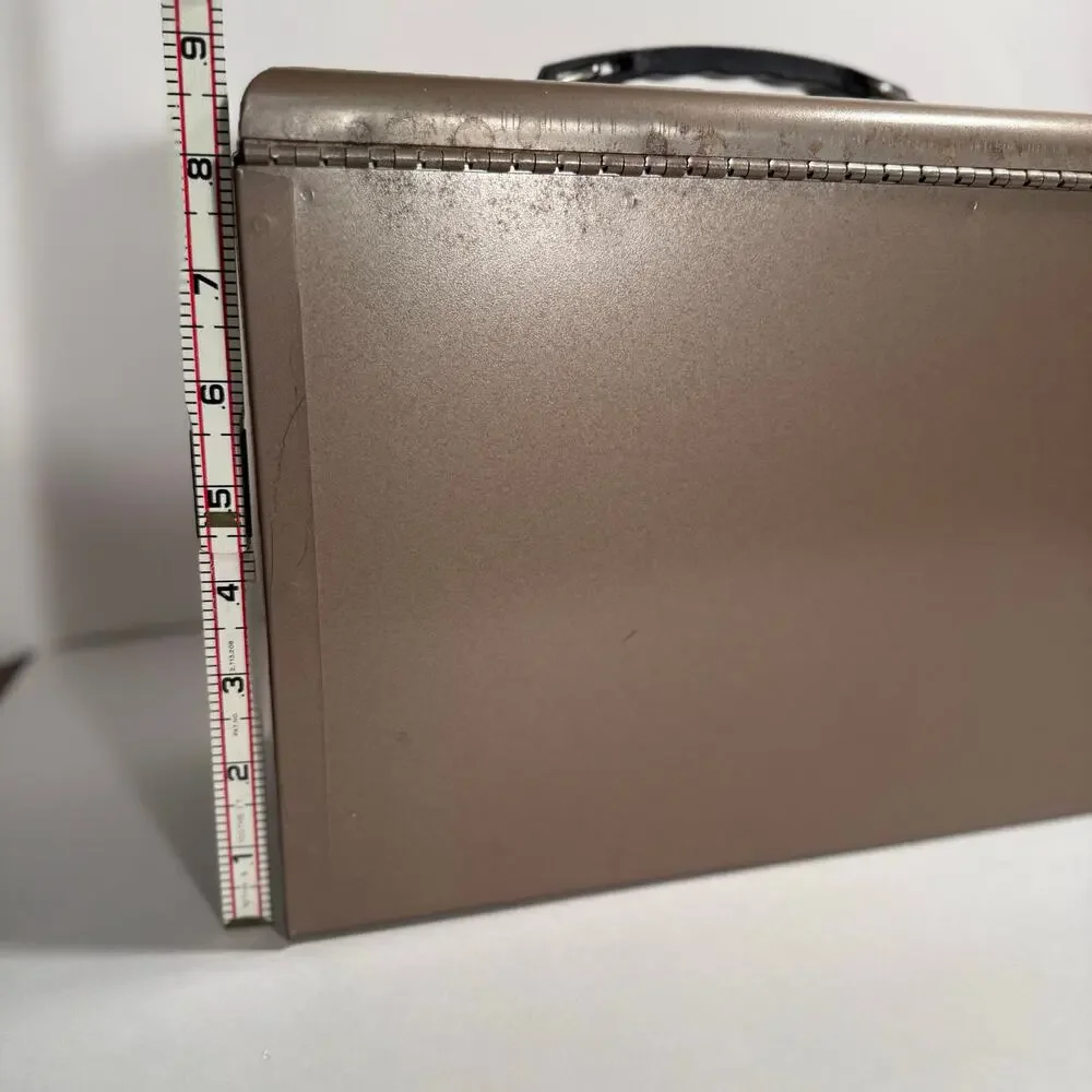 Vintage Rockway Metal File Box Tan 13.5” x 5” x 8.75” Security
